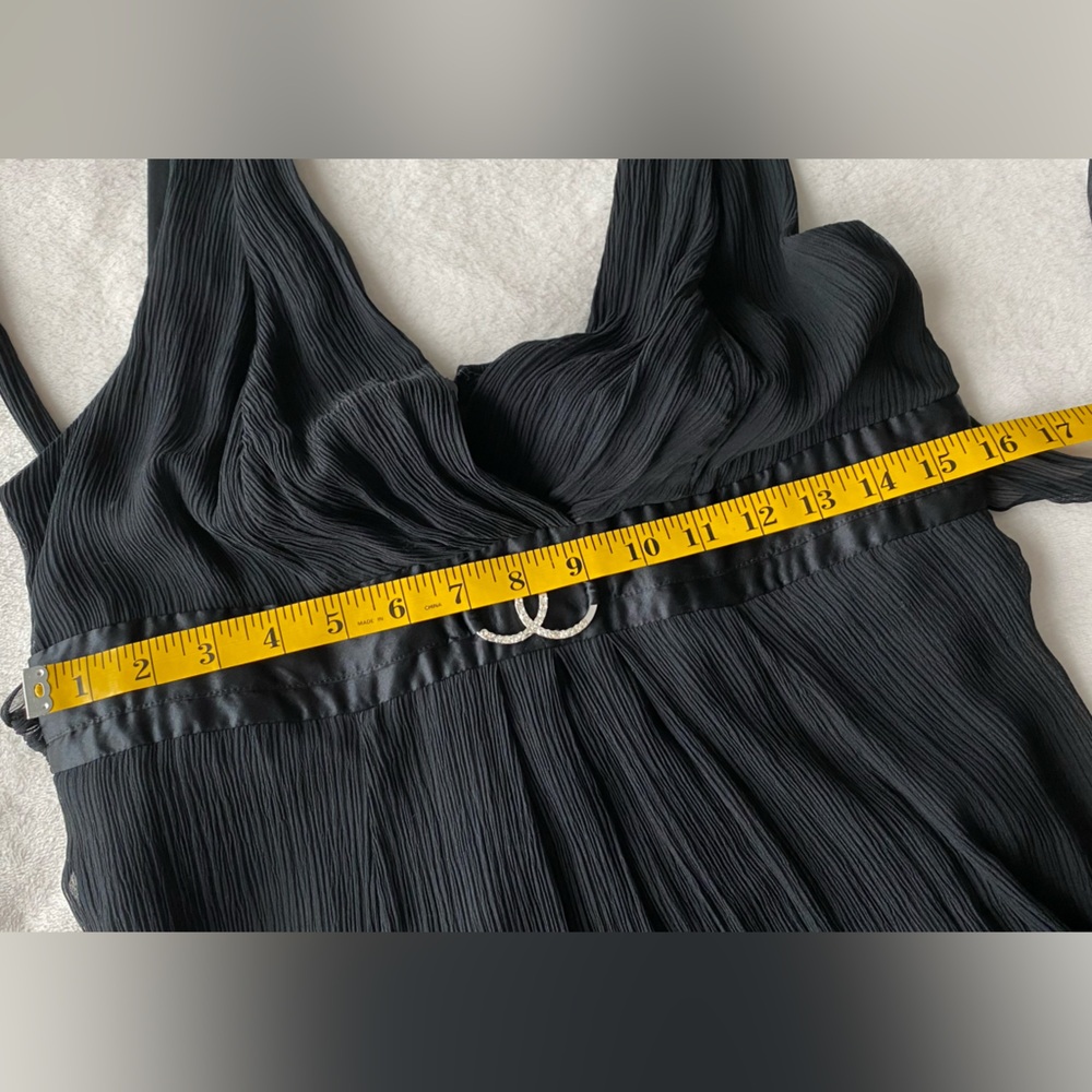 Marciano Guess Black Silk Chiffon Mini Dress Wrap Tie Belt Double Circle Buckle - Picture 10 of 13